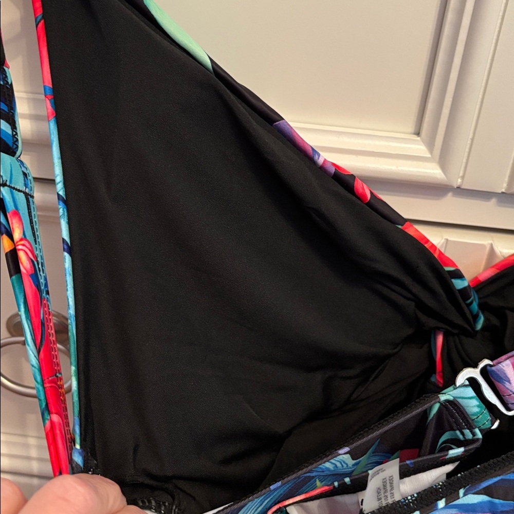 NWT Tankini Tropical Print Bikini Top Matching Black Swim Shorts with Pockets! - Picture 14 of 14